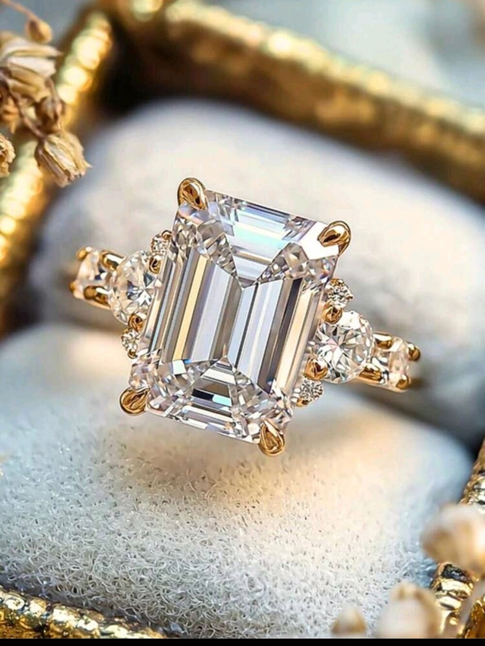 BRAND NEW ** Elegant Gold Emerald-Cut Diamond Ring
